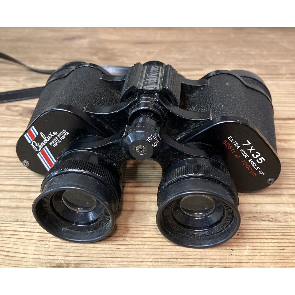 Binolux Binoculars 7 X 35 Extra Wide Angle Japan 525 Ft @ 1000 Yds VTG 1960s